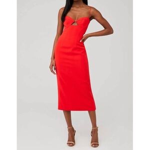 NWT Bardot Vienna Midi Dress in Flame Orange Size Small